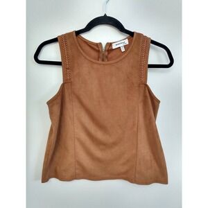 EARTHY Cowgirl Faux Suede Medium Tank Top Cognac Modern Boho Minimalist Tactile